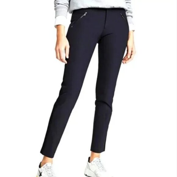 Rebecca Taylor Ava Techy Navy Pants with Tuxedo Black Stripe Size 4 - Picture 1 of 11